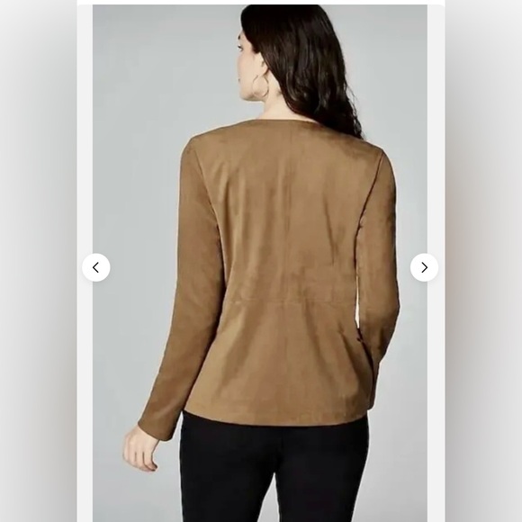 NWOT J.Jill Acorn Brown Faux Suede Asymmetric Zip Up Moto Jacket Size medium - Picture 2 of 9